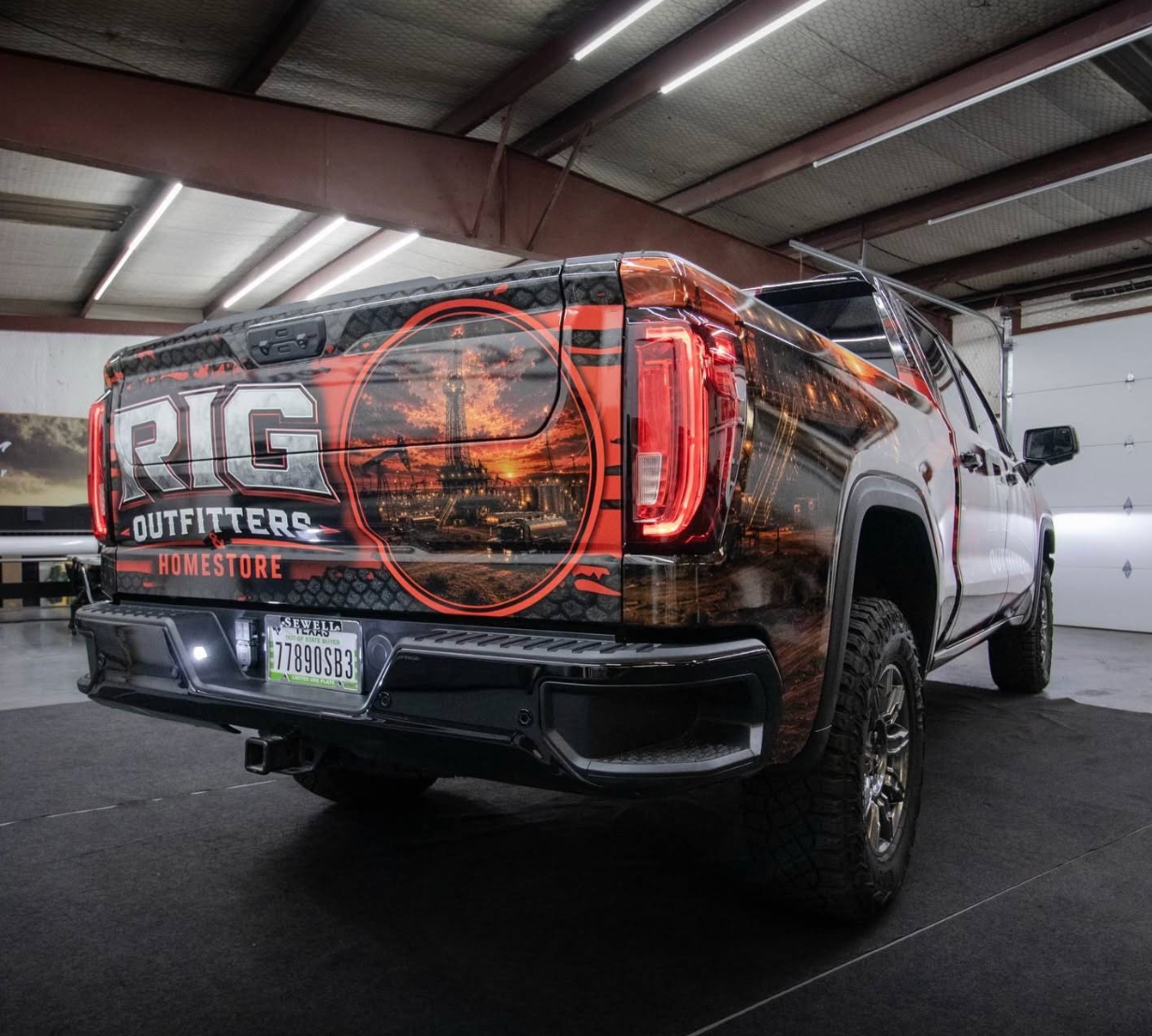 Custom wrapped pickup truck by Rig Outfitters
