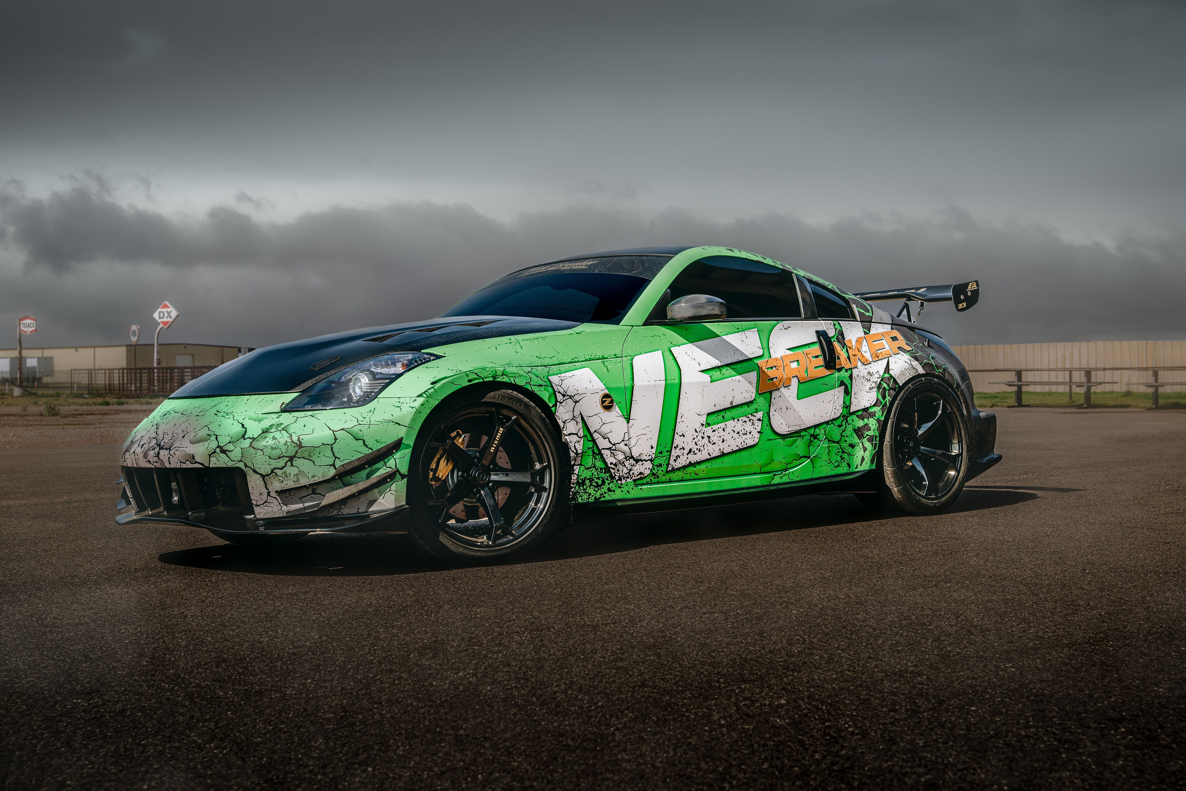 Green vinyl wrapped Nissan Z — Neck Breaker Vinyl Co