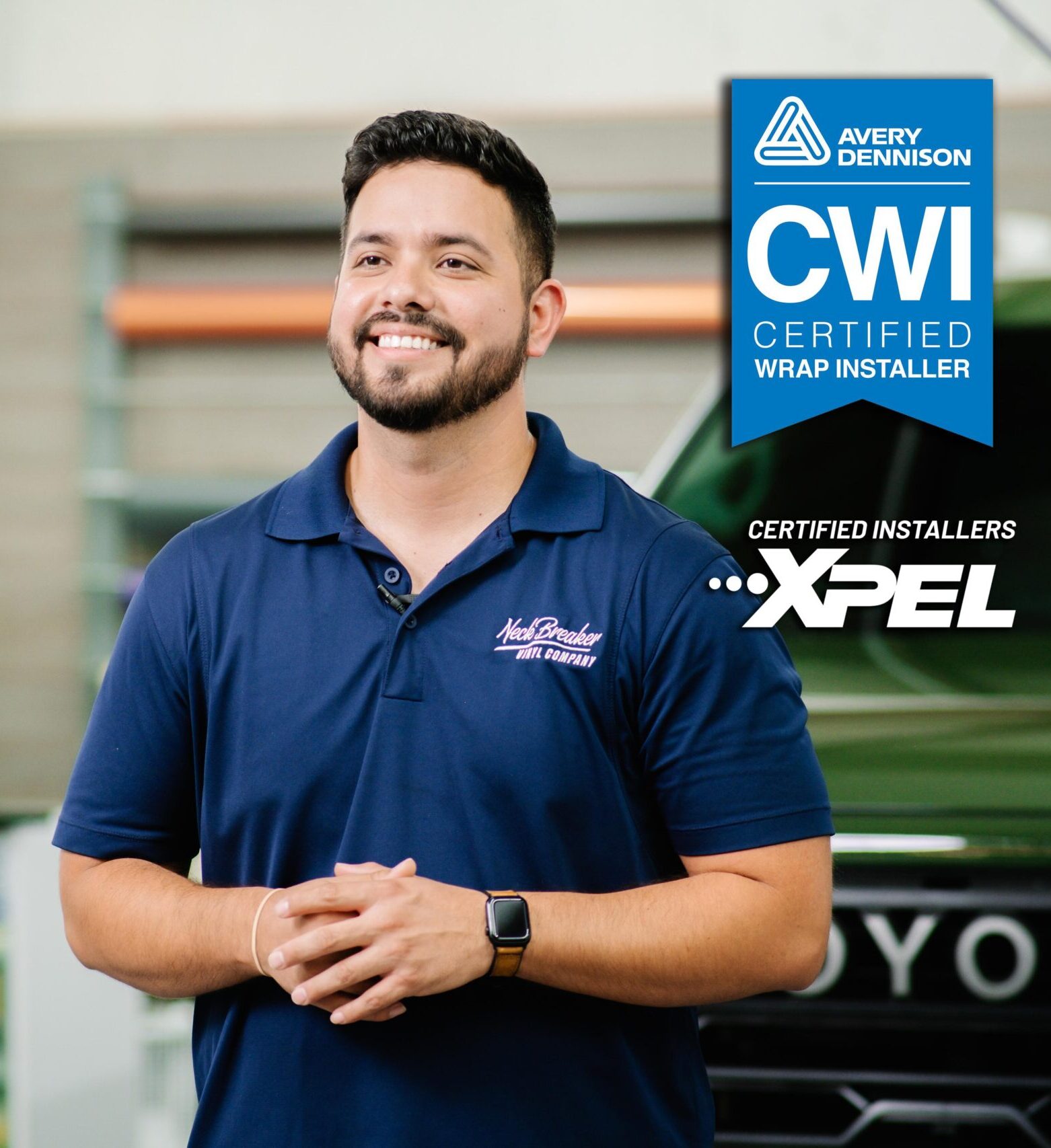 Patric Alvarez with Avery Dennison certified badge